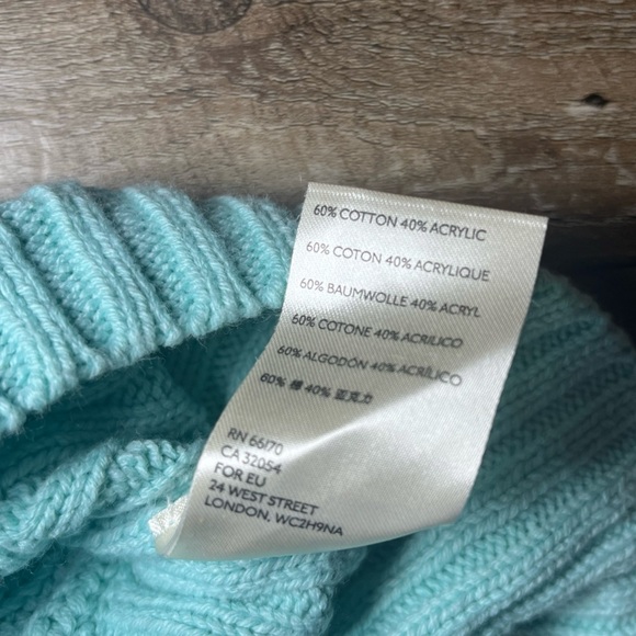 Free People Cocoa Sweater Slouchy Chunky Ribbed Turtleneck Oversized Turquoise M - Picture 6 of 7